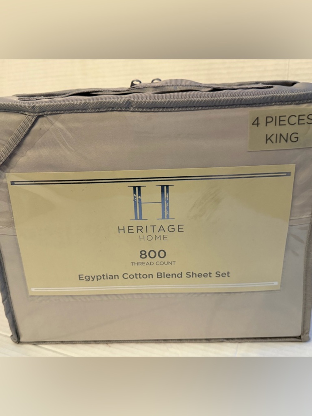 King 800 Thread Count Egyptian Cotton Blend Sheet Set 4pc Heritage Home grey